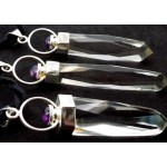 Fancy Cut Clear Quartz Gemstone with Amethyst Pendant